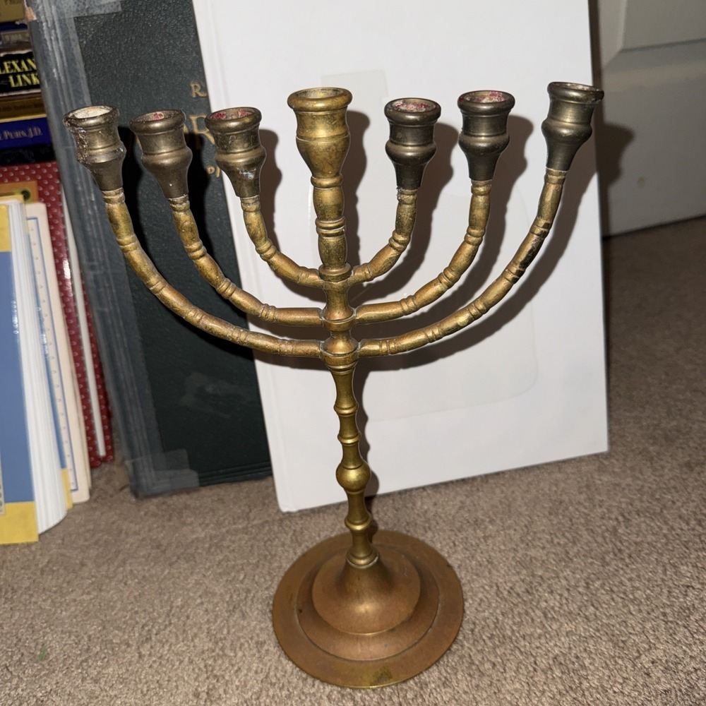 Vintage Brass Menorah 11.5" tall, heavy brass - Picture 3 of 11